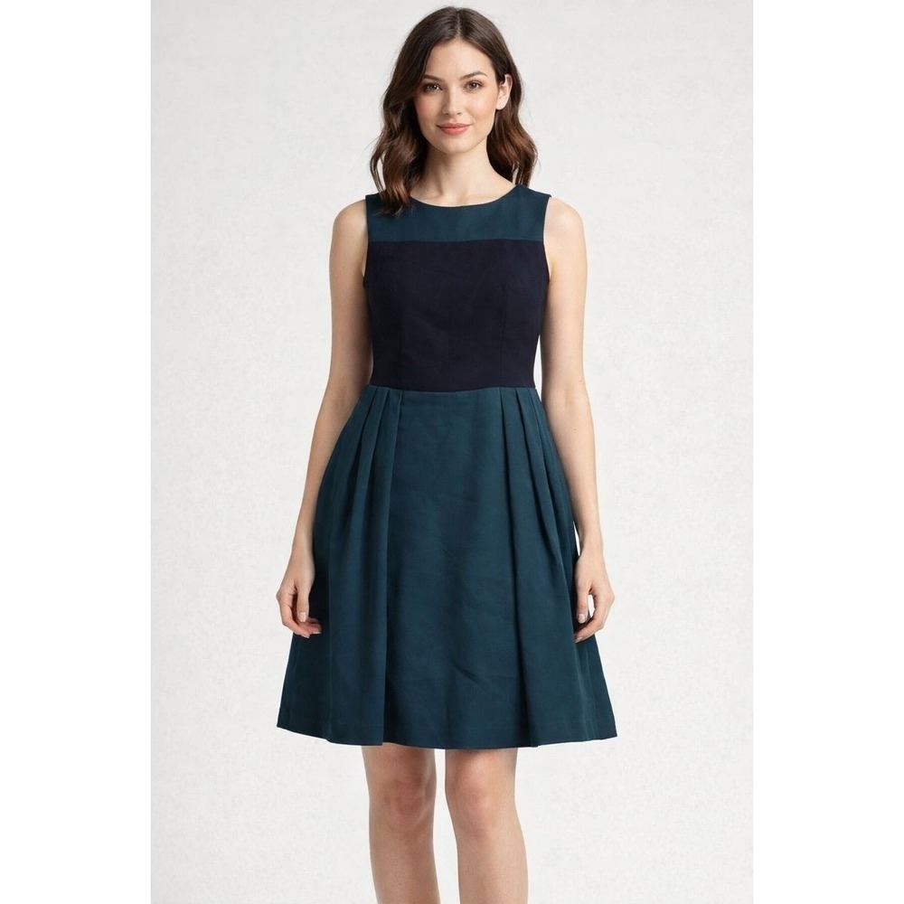 OF MERCER Dress‎ Womens Size 0 Ludlow Blue Green Black Colorblock Fit Flare